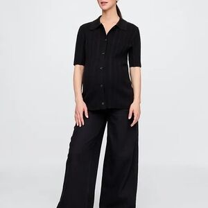 Maternity Rib Polo Shirt (2 Shirts One Black, One Purple)